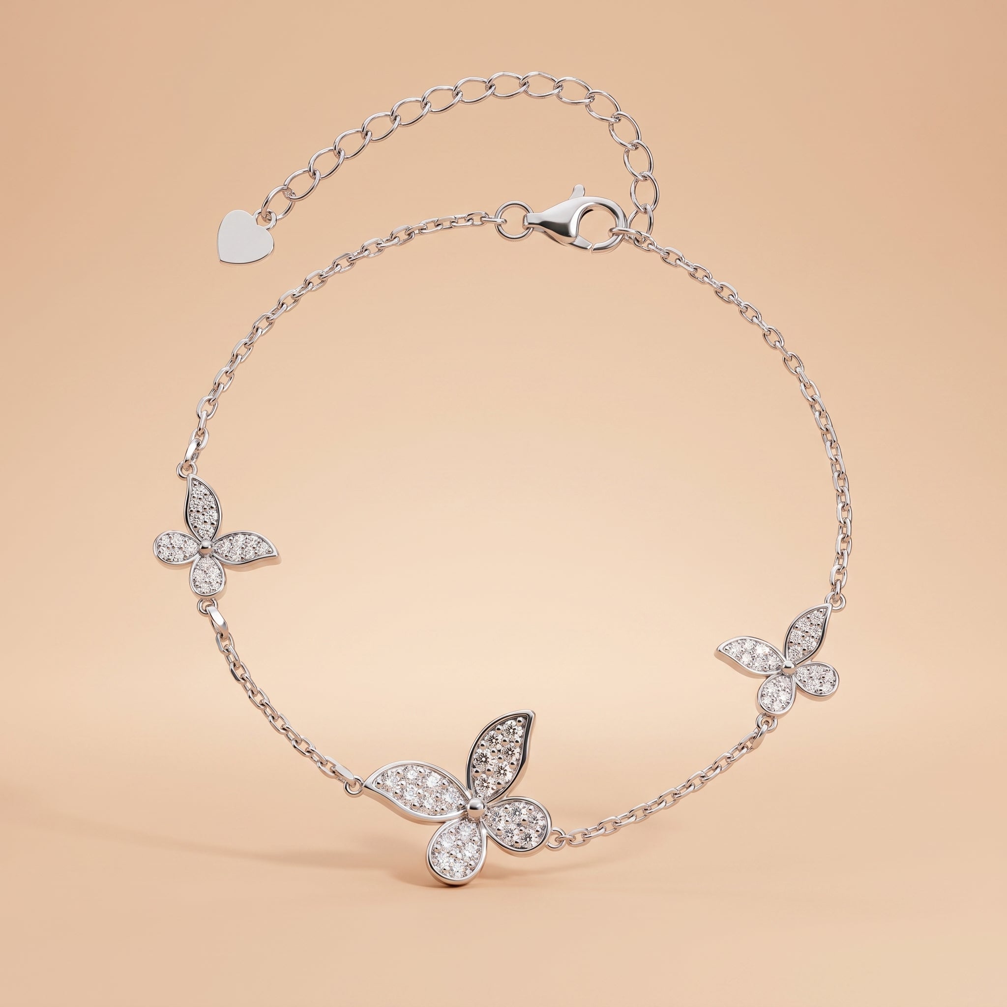 Montore VVS1 D Color Butterfly Chain & Link Moissanite Bracelet