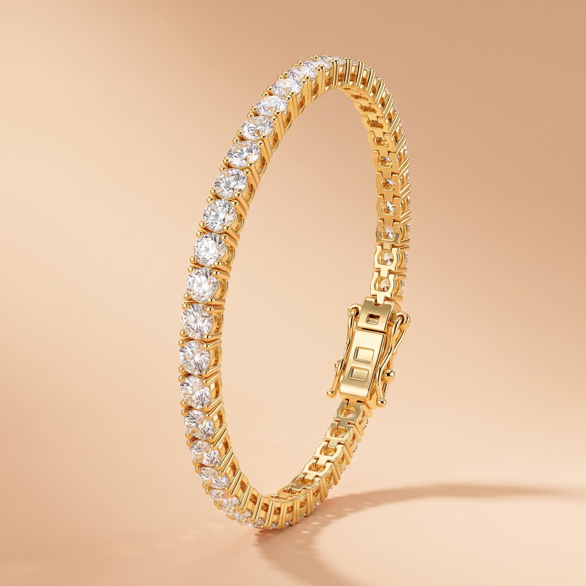 Montore VVS1 D Colour Gold Plated  3.5 MM Tennis Moissanite Bracelet