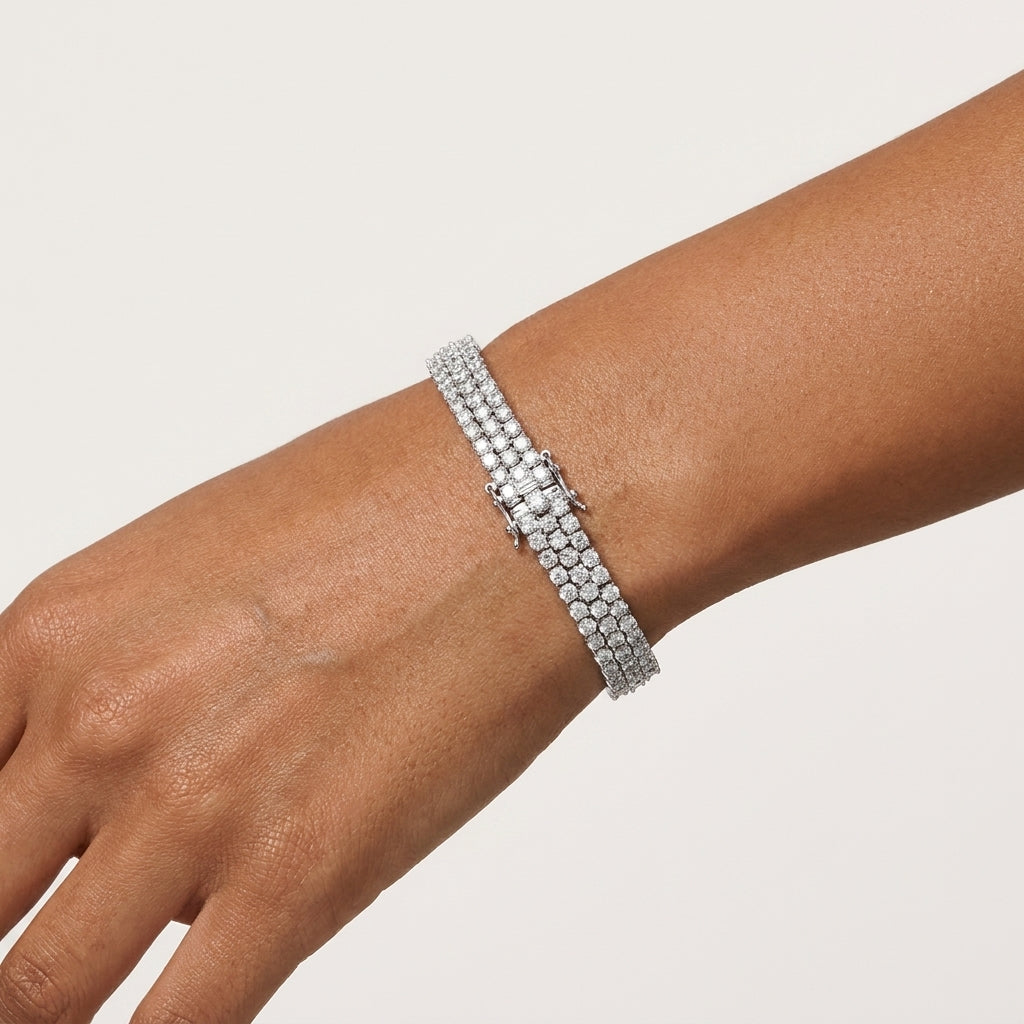 Montore VVS1 D Color Round Cut 2.5MM Multi-Stone Moissanite Bracelet