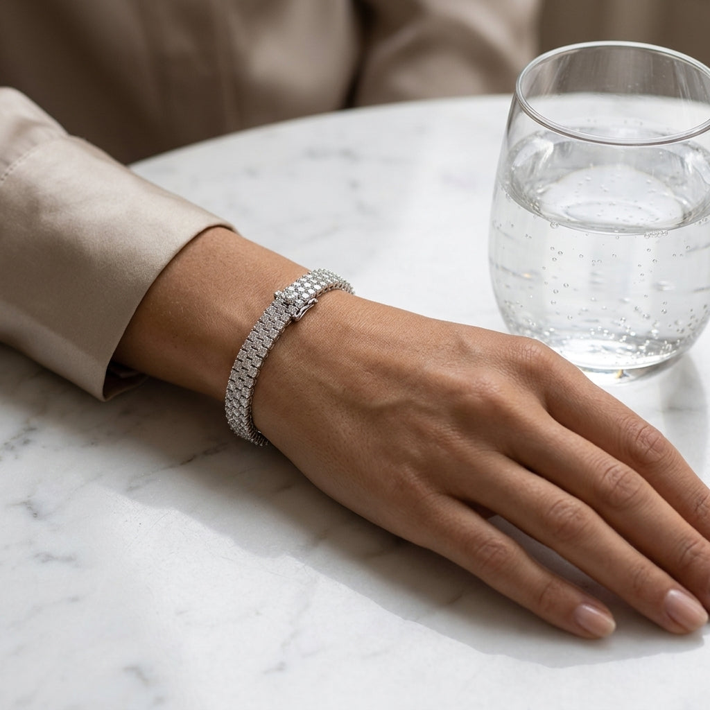 Montore VVS1 D Color Round Cut 2.5MM Multi-Stone Moissanite Bracelet