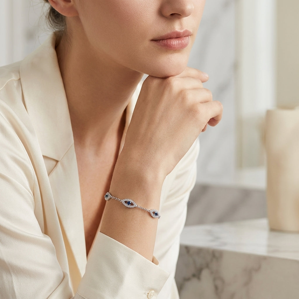 Montore VVS1 Moissanite Evil Eye Bracelet