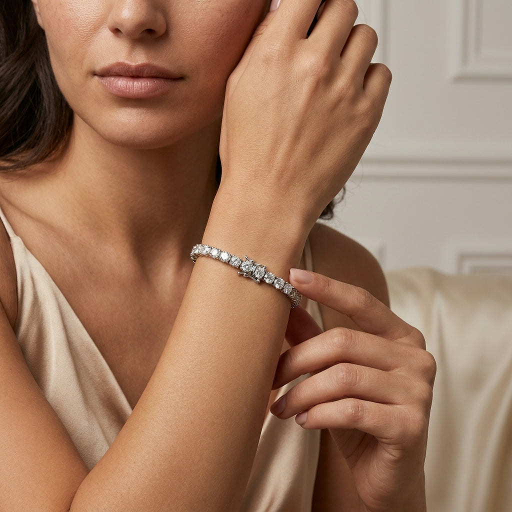 Montore VVS1 D Colour Gold Plated  3.5MM  Tennis Moissanite Bracelet