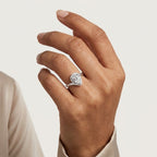 Pear Cut Halo Moissanite Engagement Ring (2.5 ct) for Women