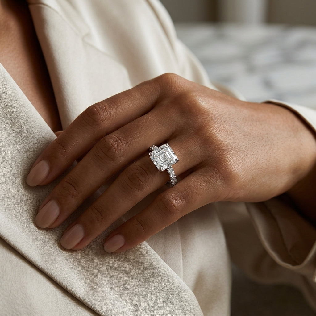 Radiant Cut Pavé Moissanite Engagement Ring