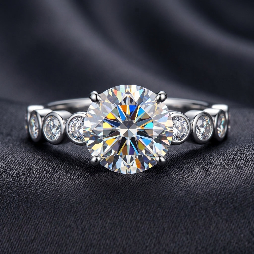3 CT Round Cut Moissanite Engagement Ring