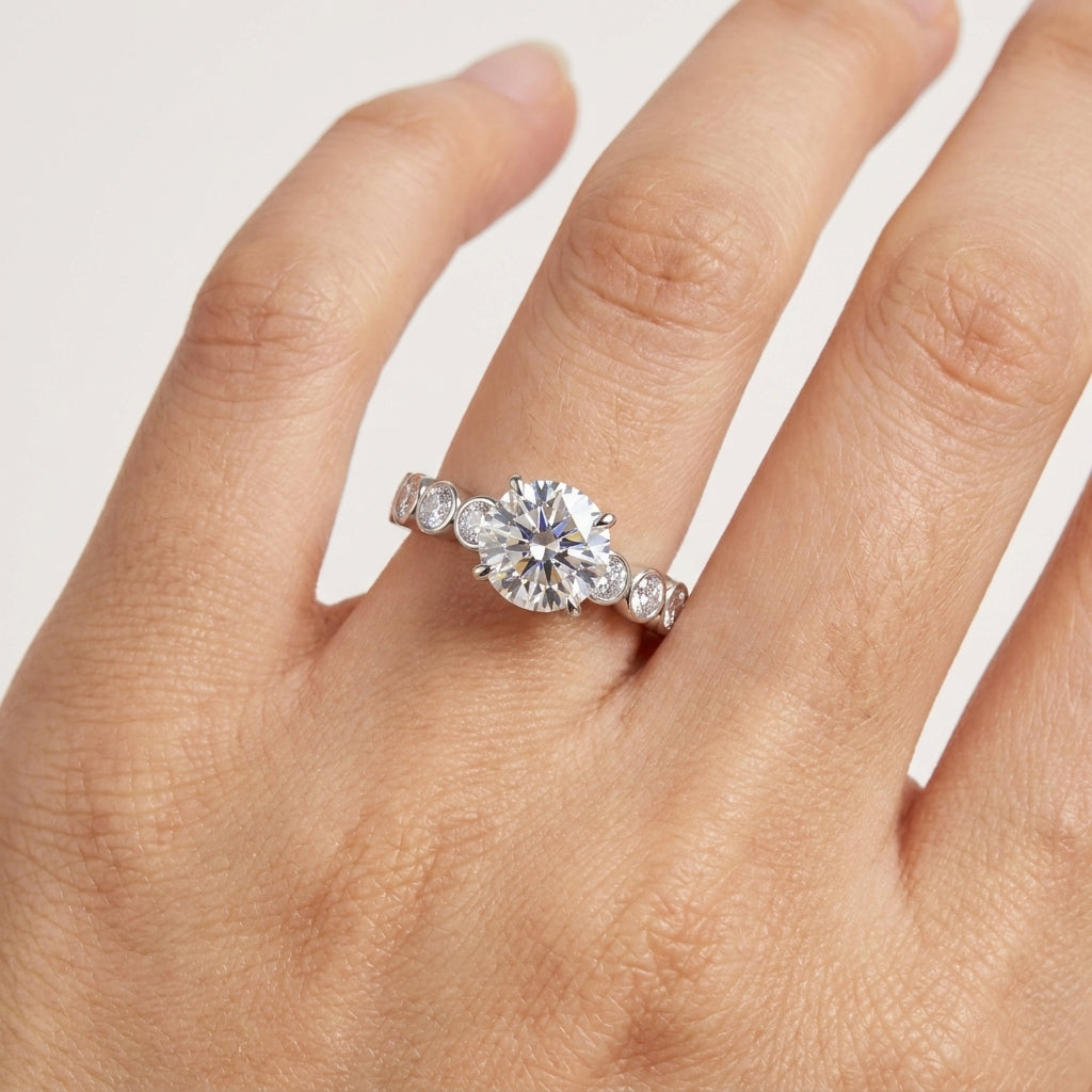 3 CT Round Cut Moissanite Engagement Ring