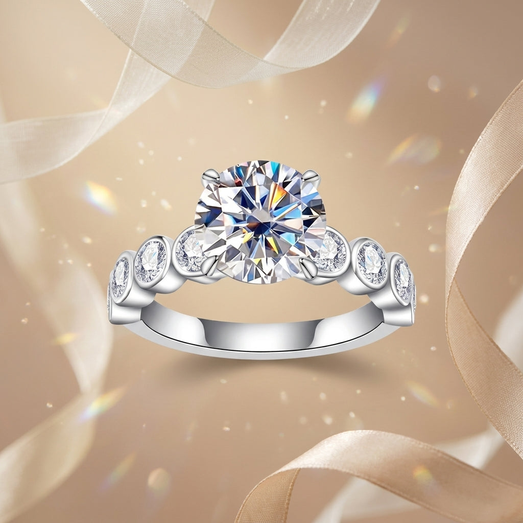 3 CT Round Cut Moissanite Engagement Ring