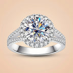 Round Cut Halo Moissanite Engagement Ring 3.8CTTW